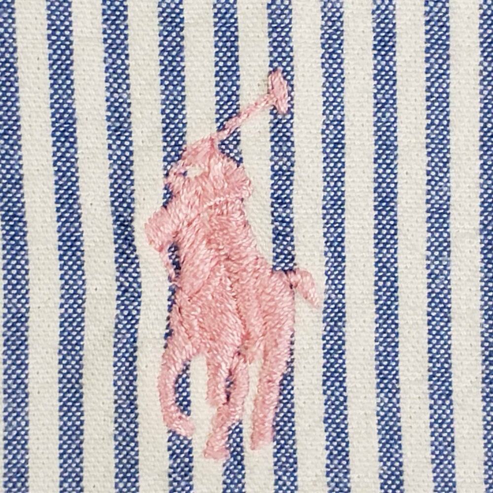 Polo Ralph Lauren Shirt Mens Size Large Blue Striped Seersucker SS Button Down - Picture 6 of 9